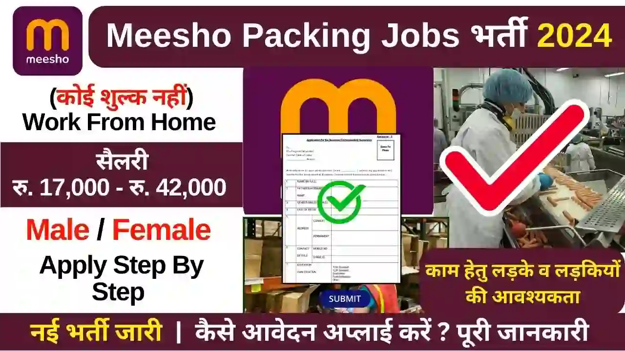 मीशो पैकिंग जॉब 2024 New 10th Pass Apply Now: Meesho packing jobs work from home