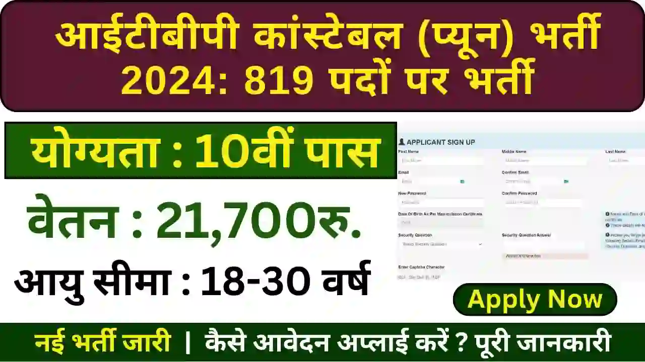 ITBP Constable Peon Work Service Apply