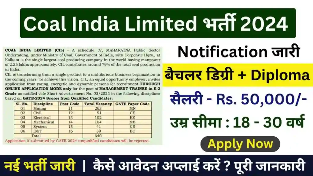 Coal India Limited Bharti Earning Start